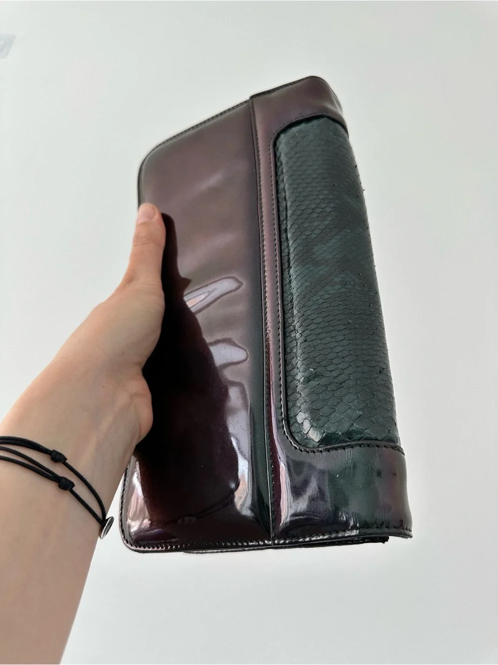 Pauric Sweeney Genuine Python Patent Leather Envelope Clutch Made in Italy